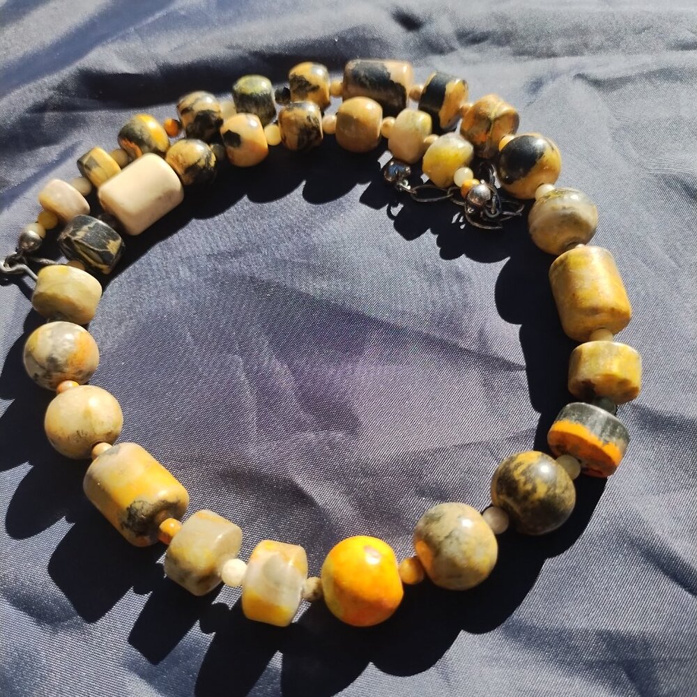 Jay King DTR mine finds Bumble Bee Jasper necklace 925 Sterling Silver